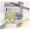 Kai 20X LAMPADINE LED Sfera E14 4W FILAMENTO LUCE CALDA 2700K Trasparenti PROMO PACK