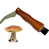 Coltello funghi lama ricurva con spazzola manico in legno