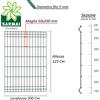 BUD 3 Pezzi Pannelli rigidi recinzione rete plastificata Ø 5mm 200 cm modulare