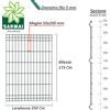 BUD 3 Pezzi Pannelli rigidi recinzione rete plastificata Ø 5mm 250 cm modulare