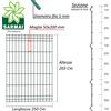 BUD 3 Pezzi Pannelli rigidi recinzione rete plastificata Ø 5mm 250 cm modulare