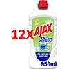 AJAX 12 X Aiax Gel Con Candeggina Ultra Sgrassante Igienizzante Limone 950 Ml