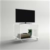 Designtrasparente Carrello TV 50x50 mobile in plexiglass trasparente, ruote e ripiani