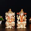 Shyam Antique Creation Statua Di Ganesh Lakshmi Grande 9'' In Marmo Colto Dipinta A Mano