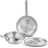 Bergner Triply Acciaio Inox 3 PC Pentole Set, Wok con Coperchio & Padella senza