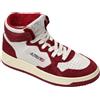 Autry Scarpe Sneakers Medalist Mid in Pelle Bianca e Rossa Scamosciata Donna 38
