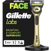 GilletteLabs Rasoio A Mano Libera Con Barra Esfoliante, 1 Manico + 1 Lametta Di Ricambio, Include Base Magnetica Premium