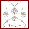 Parure Albero della Vita con Bracciale Donna in Argento 925 Rodiato Oro Bianco