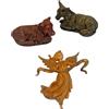 EUROMARCHI Set 3 Statuine Presepe Natale Feste Bue Asino Angelo Gloria Effetto Legno Italy