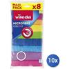 Vileda 10x Bundle Vileda Panni Colors 100% Microfibre 30X30Cm 8Pz