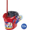Vileda 12x Bundle Vileda Supermocio Sistema A Mocio E Secchio Serbatoio Singolo Rosso