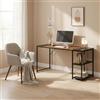 FurnitureR Tavolo da disegno 120 x 60 cm, piano bicolore retrò marrone e nero, 2 ripiani laterali regolabili in altezza, struttura in metallo, ideale per artisti, studenti o ufficio creativo
