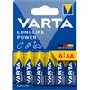 VARTA 6x Batterie Alcaline AA LR06 VARTA Longlife Power 1,5 V