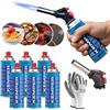 KEMPER CANNELLO BRUCIATORE TORCIA SALDATORE GAS + 6 CARTUCCE GAS 227 KEMPER + GUANTI