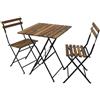 MAURY'S SET DA GIARDINO 3PZ PIEGHEVOLI ACCIAIO LEGNO 2 SEDIE 41X42X83 CM E TAVOLO 60X60