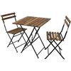 Yellowshop SET TAVOLO 60X60 +2 SEDIE PIEGHEVOLI ACCIAIO E LEGNO BISTROT GIARDINO BALCONE