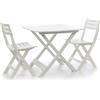pro garden Set da giardino 3 pz con tavolo in resina 2 sedie pieghevoli bianco per balcone
