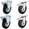 HD STAR set 4 Ruote Per Carrello Rotella125mm (2 Fisse + 2 Girevoli con Freno)per mobili