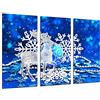 Cuadros Camara Quadro Su Legno, Natale, Natale renne e fiocchi di neve, blu, 97 x 62cm, Stampa in qualita fotografica. Ref. 26993