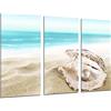 Cuadros Camara Quadro Su Legno, Cielo blu del mare della spiaggia del paesaggio, Shell in sabbia perlata, gioiello, 97 x 62cm, Stampa in qualita fotografica. Ref. 27007