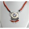 Delmaoro COLLANA ARGENTO 925 CAMMEO CANE OSSO ONICE E CORALLO ROSSO CILINDRI AGLN 017