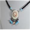 Delmaoro COLLANA ARGENTO 925 CAMMEI CAVALLO OSSO PASTA TURCHESE PALLINI AGLN 0289