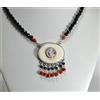 Delmaoro COLLANA ARGENTO 925 CAMMEO PUTTINO OSSO ONICE E CORALLO ROSSO CILINDRI AGLN 034