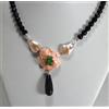 DElmaoro COLLANA IN ARGENTO 925 ONICE INCISO FIORE DI CORALLO ROSA E SMERALDI AGLN 0290