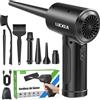 LUCKEA Aria Compressa Elettrico Rimuovi Polvere - 3 Velocità Air Duster Mini Soffiatore a Batteria 6000 mAh con 5 Ugelli e 3 Spazzole, Kit Pulizia PC, Alternativa allo Bomboletta Aria Compressa Spray