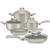 Pensofal, Set padelle e pentole, Serie White Diamond®, Set 9 pezzi, Alluminio con Rivestimento Antiaderente a 6 Strati, Maniglie soft touch, Adatta All'induzione, Bianco
