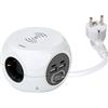 SIMON COMBIBALL - Presa multipla con presa USB, 8 prese di ricarica, ladro di prese con interruttore, ricarica wireless smartphone, colore: bianco