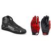 Sparco S00126942NRNR Scarpe Kart K-Pole 2020 Taglia 42 BL & Meca 3 Guanti Taglia 10 (M) Rosso