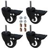 AAGUT 4 Pack 2 Swivel Stem Casters with Brake Lock M8x25mm Stem Caster Heavy Duty PU Rubber Castors, Nuts Included