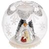 PuntoCasaStore® Sfera natalizia tealight d.10 decoro argento con alberelli e presepe decorazione