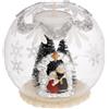 PuntoCasaStore® Sfera natalizia tealight d.10 decoro argento con alberelli e presepe decorazione