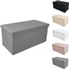 MAKA Home Pouf Ecopelle Baule Salvaspazio Trapuntato Bottoni Contenitore Imbottito