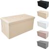 MAKA Home Pouf Ecopelle Baule Salvaspazio Trapuntato Bottoni Contenitore Imbottito