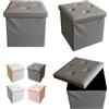 MAKA Home Pouf Ecopelle Baule Salvaspazio Trapuntato Bottoni Contenitore Imbottito