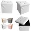 MAKA Home Pouf Ecopelle Baule Salvaspazio Trapuntato Bottoni Contenitore Imbottito