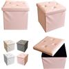MAKA Home Pouf Ecopelle Baule Salvaspazio Trapuntato Bottoni Contenitore Imbottito