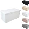 MAKA Home Pouf Ecopelle Baule Salvaspazio Trapuntato Bottoni Contenitore Imbottito