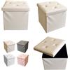 MAKA Home Pouf Ecopelle Baule Salvaspazio Trapuntato Bottoni Contenitore Imbottito
