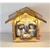 Presepe uncinetto, natività, capanna in legno, Natale, sacra famiglia,luci a led