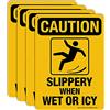 T&R Slippery When Wet or ICY, cartello di cautela, confezione da 4, 25,4 x 17,8 cm, in alluminio .040, resistente ai raggi UV, impermeabile, resistente alle intemperie e allo sbiadimento, 4 fori preforati