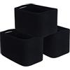 MINTWOOD Design Confezione da 3 cestini portaoggetti per mensole, sala giochi e aula, cestini per libri, contenitori decorativi a cubo, organizer per armadio, dispensa e scarpiere, colore nero