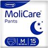 MoliCare Pants Night: Mutande per incontinenza per una protezione affidabile durante la notte in caso di incontinenza moderata, Taglia M (circonferenza fianchi 80-120 cm), 15 pezzi, Packaging May Vary