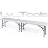 VERDELOOK PANCA PIEGHEVOLE PLASTICA BIANCA SET BIRRERIA 183x28x44 CHIUSURA VALIGIA