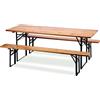 4F GROUP SET BIRRERIA TAVOLO + 2 PANCHE IN LEGNO NATURALE RICHIUDIBILE 120X60 cm 4F
