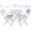 Verdelook SET TAVOLO 2 SEDIE PLASTICA BIANCA PIEGHEVOLE BALCONE TERRAZZA GIARDINO BAR PUB