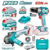 Total AVVITATORE A PERCUSSIONE 60Nm+SMERIGLIATRICE ANGOLARE 115mm 20V+2 BATTERIE TOTAL